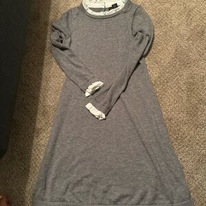 Tahari Sweater Long Sleeve Dress with Ruffel Accents